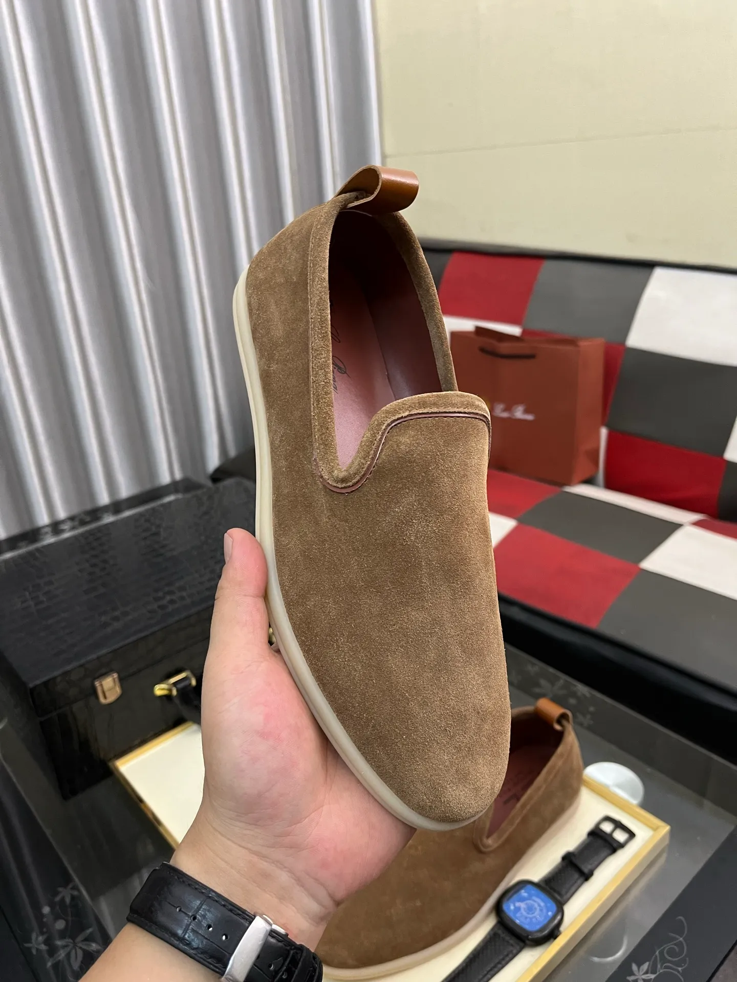 Men's men's shoes 💰420⌚️⌚️Loro*Piana pure original 2023 soft and comfortable LP deerskin flat casual star same style slip-on Loft men's shoes size 38-44